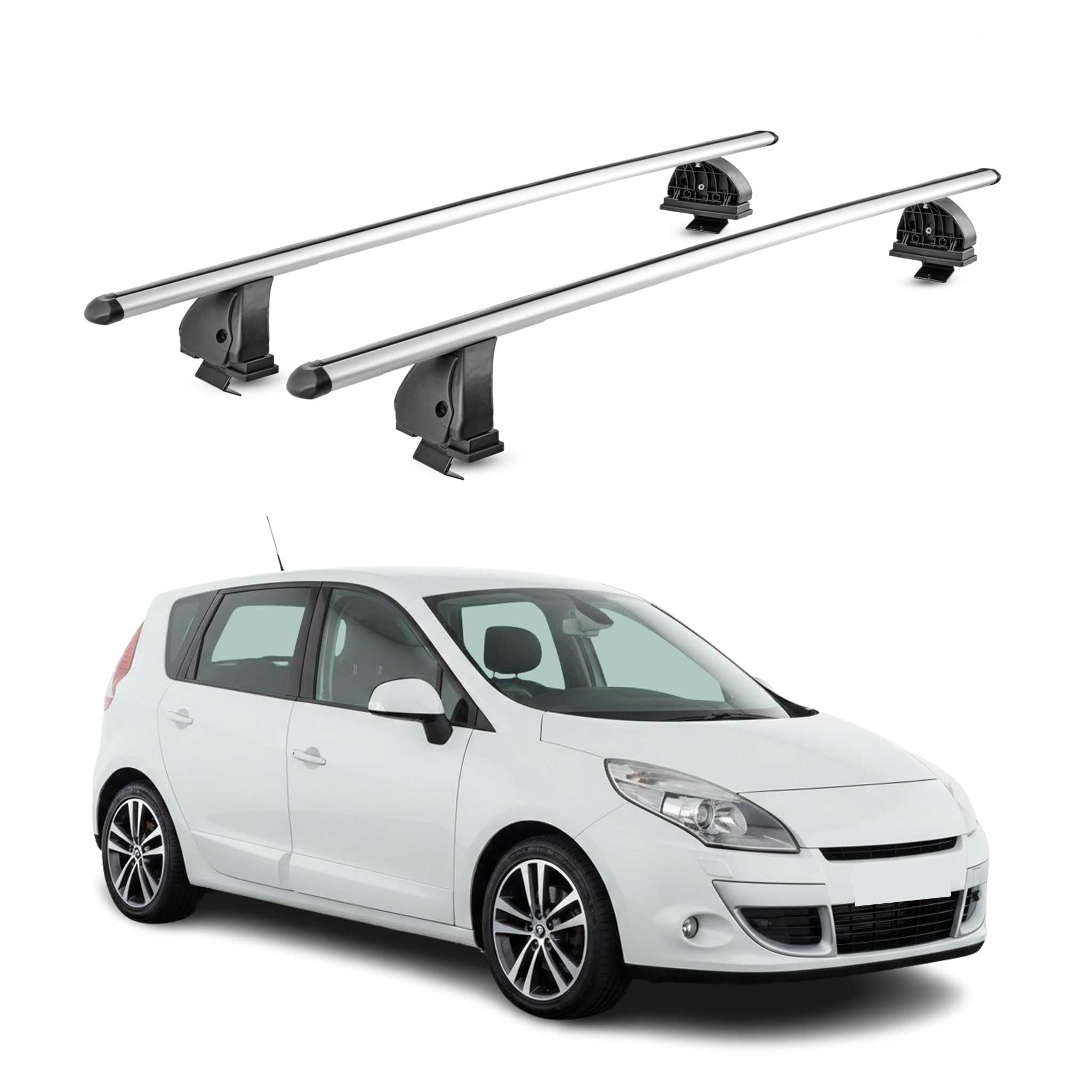 OMAC Barres de Toit transversales en Aluminium pour Renault Kangoo II 2007-2021 – TÜV/DIN 75302:2019 – Antivol Inclus – Charge Max 75 kg – 2 Barres – Gris