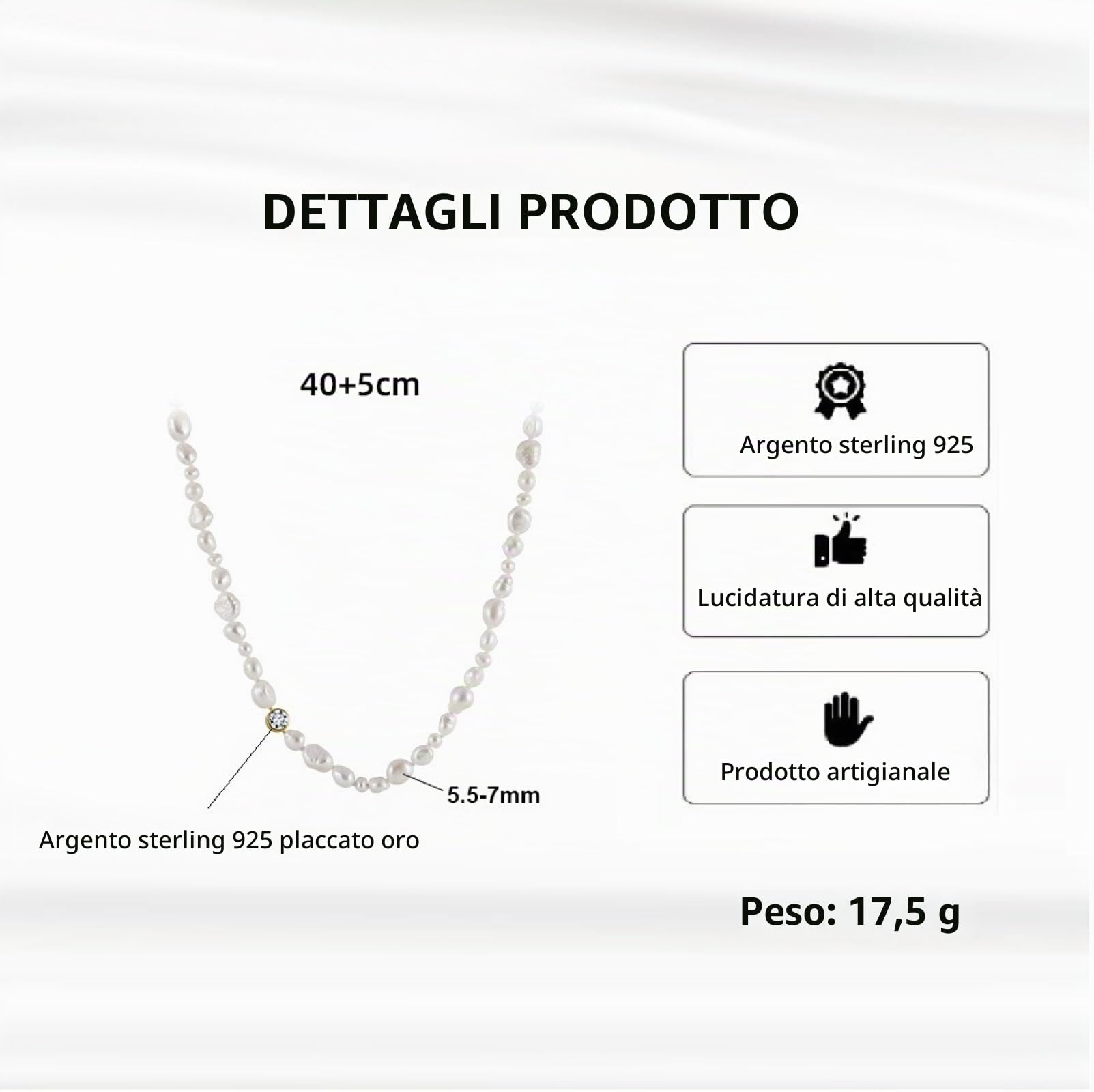 collana di perle barocche naturali d'acqua dolce, bianche, regali per donne ragazze