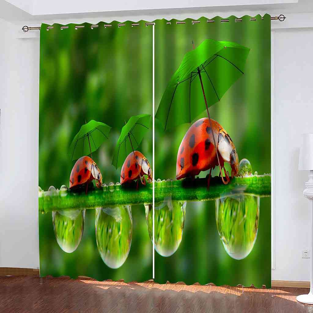 Rideau isolant et phonique haut de gamme 264x242 cm motif Animal Rouge