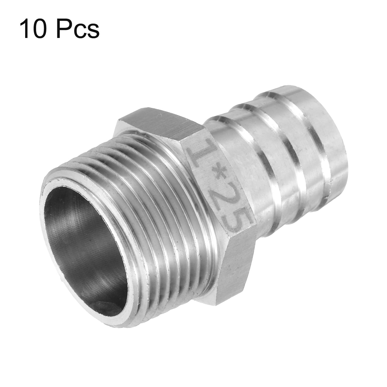 sourcing map 10 piezas de acero inoxidable con púas NPT macho de 1 pulgada a manguera de 1 pulgada ID para instalación de tubería de cerveza casera, conector de torre de rosca directa, construcción