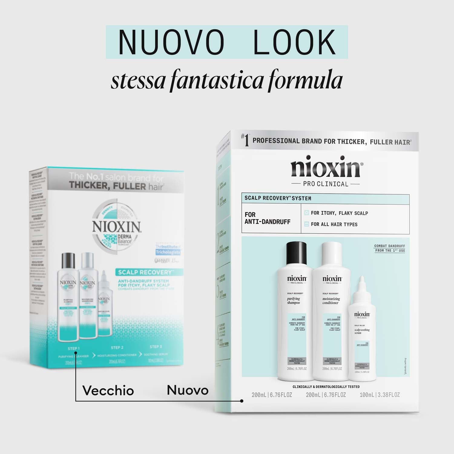 Nioxin Scalp Recovery Sistema - Shampoo Antiforfora per Cuoio Capelluto Irritato, Balsamo e Siero per Capelli (200+200+100 ml)