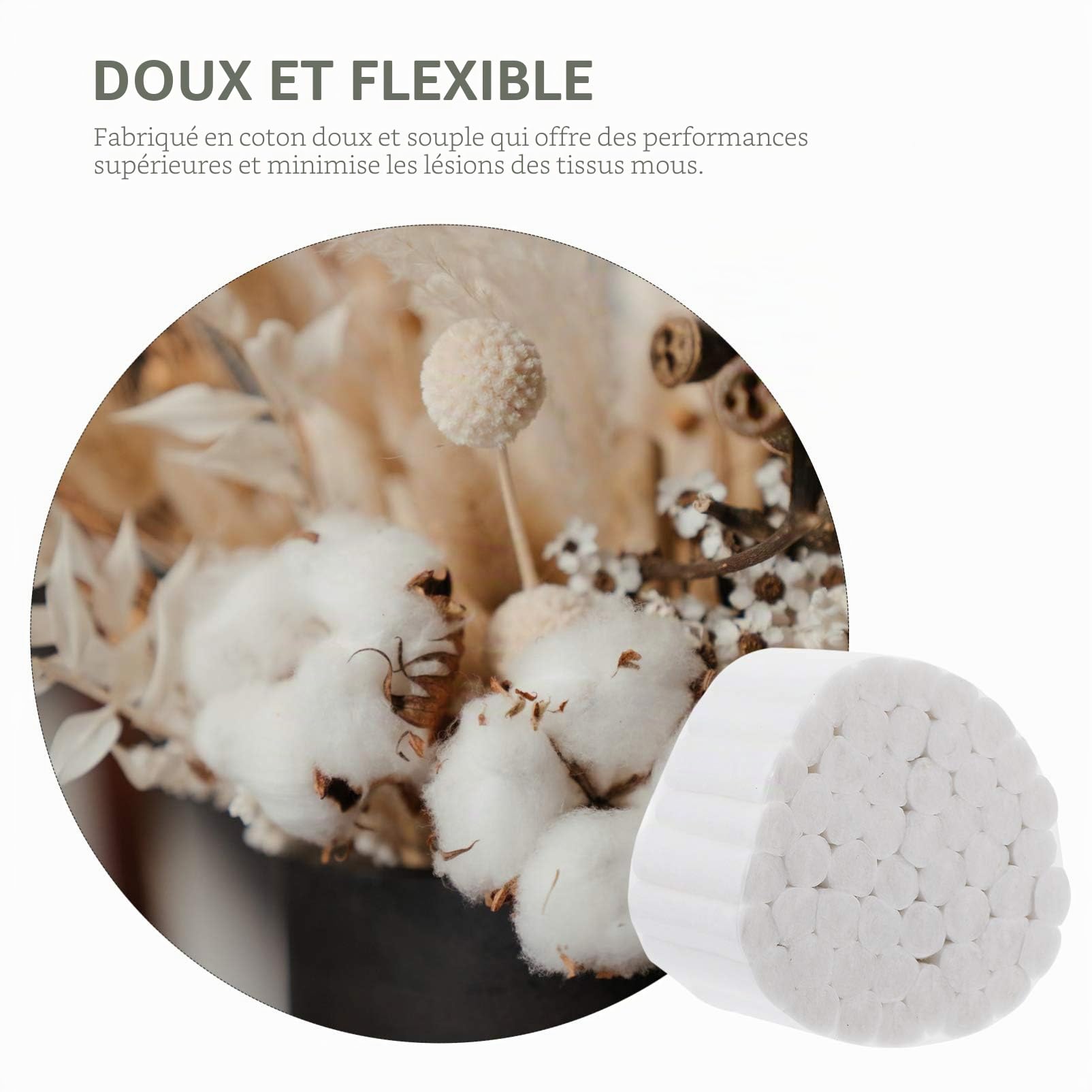 Scicalife 1000Pcs Rouleaux de Coton Dentaire Haute Absorbante Boule de Coton Roulée Tampons de Coton Bouchons de Nez pour Enfants Et Adultes Kit de Saignement de Nez Accessoires
