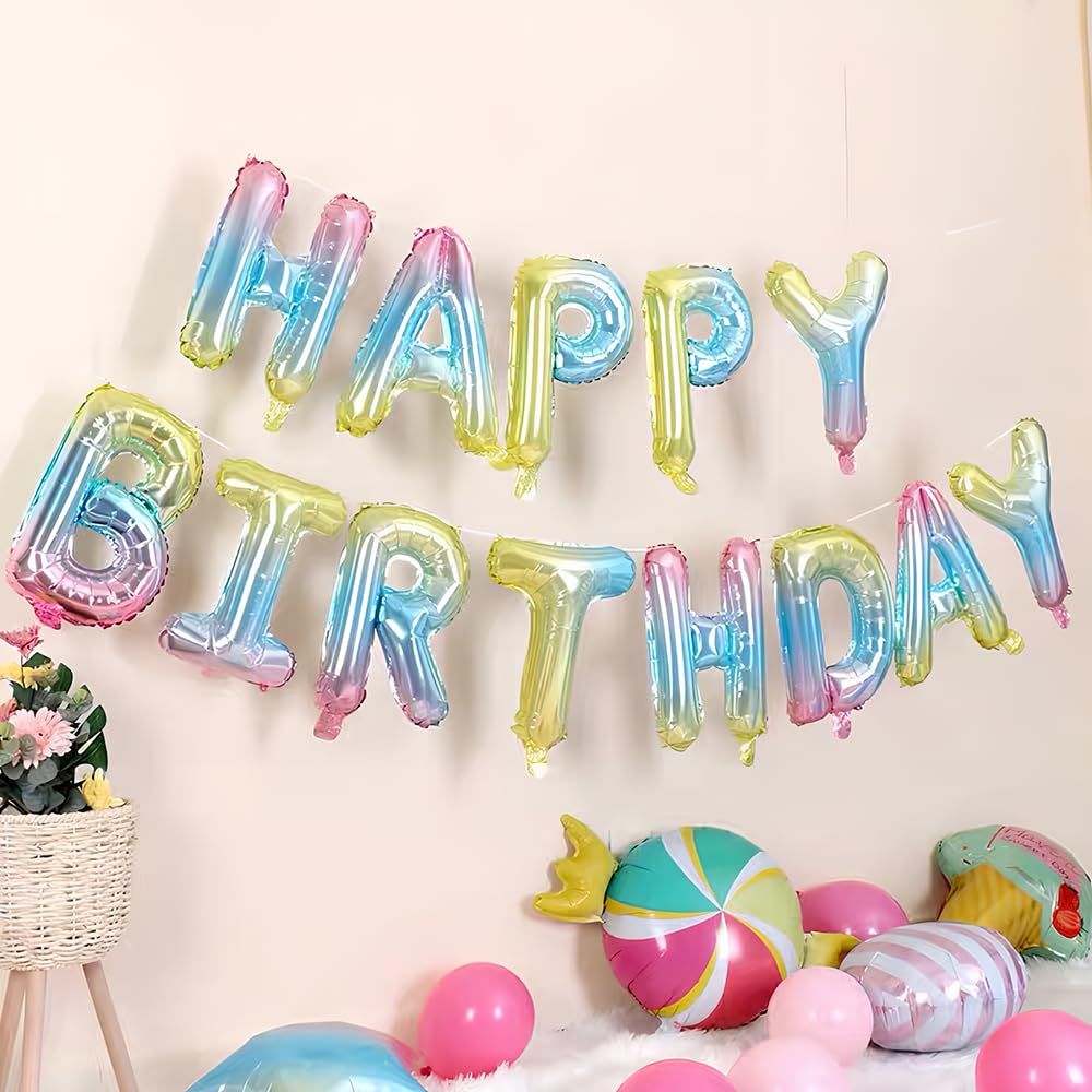 Happy Birthday Balloons Banner Bunting Self Inflating Decoration Letters Balloon - Foto 13