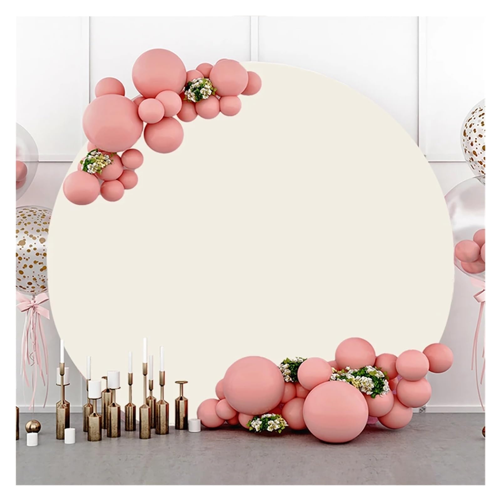 Bruiloft boog cover witte pure kleur cirkel ronde achtergrond cover aangepaste poster bruiloft verjaardagsfeestje decor elastische foto achtergrond (kleur: NKY00982, maat: D 7ft (220 cm) poly