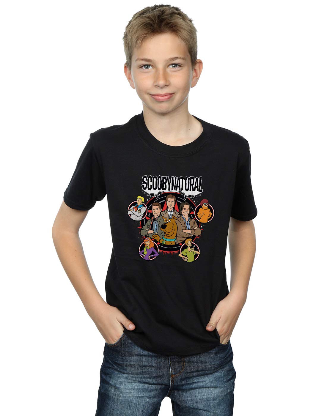Absolute Cult Boys Black Scoobynatural Characters Star T-Shirt 5-6 Years