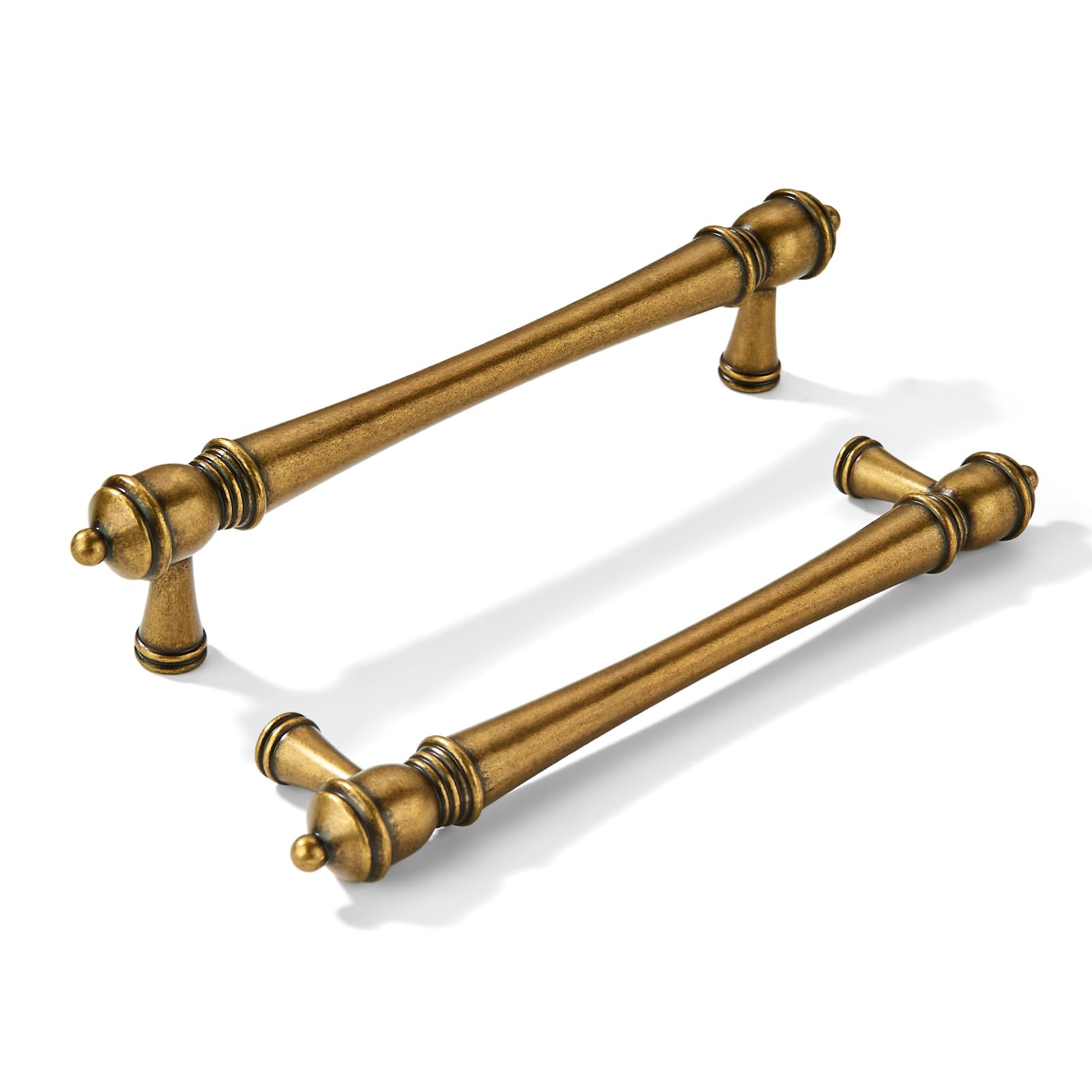 KHTUMEWARE 10 Pack 3-1/2 inch(89mm) hole center Cabinet Pulls Heavy-Duty Solid Warm Brass Cabinet Hardware Drawer Pulls hardware Suitable for kitchens bathrooms and dressing tables image