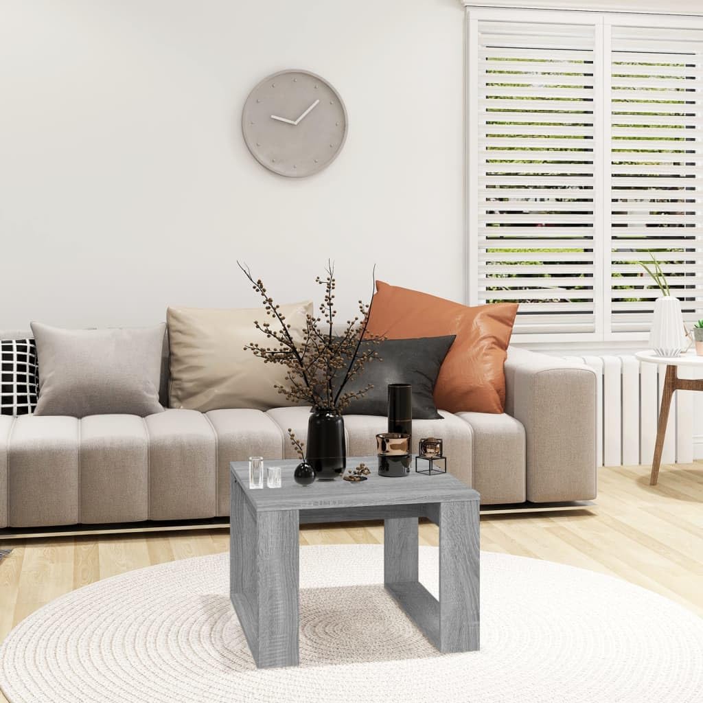 Beistelltisch Grau Sonoma Holzwerkstoff 50x50x35 cm kompakter Couchtisch mit Ablagefach moderner Wohnzimmertisch für Wohnzimmer, Loungebereich und Flexible Nutzung