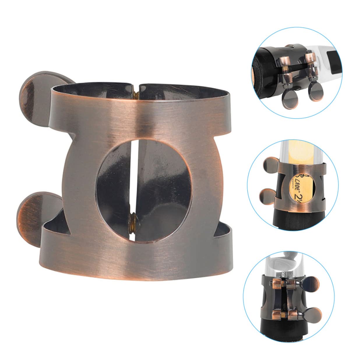 Toddmomy Brass Clarinet Metal Clamp Reed Clips Ligature Clip for Wind Instrument Parts (yellow)