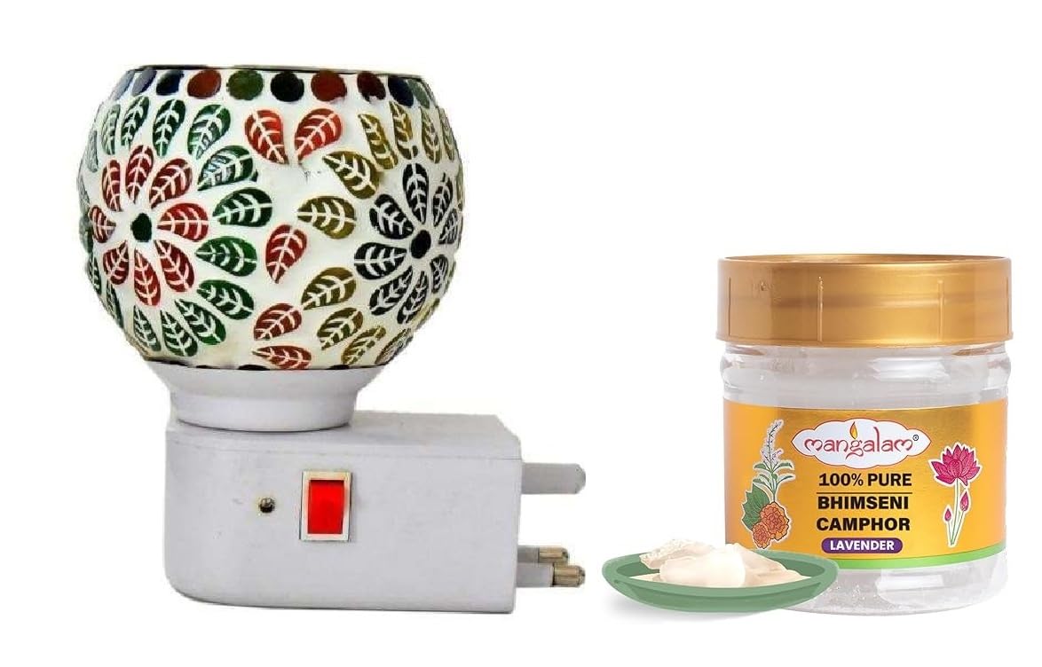Linaria Glass Beautiful Electric Kapoor Dani/Aroma Diffuser Essential Made In India Electrical Camphor Auto-Heating For Home Fragrance (Pack Of 1 With Bhimseni Camphor) (B0CQVPW156) Amazon Price History, Amazon Price Tracker