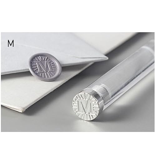 Sello de cera inicial del alfabeto M, sello de cera de sellado de letras vintage con cabeza de latón extraíble y mango de madera, para invitación de