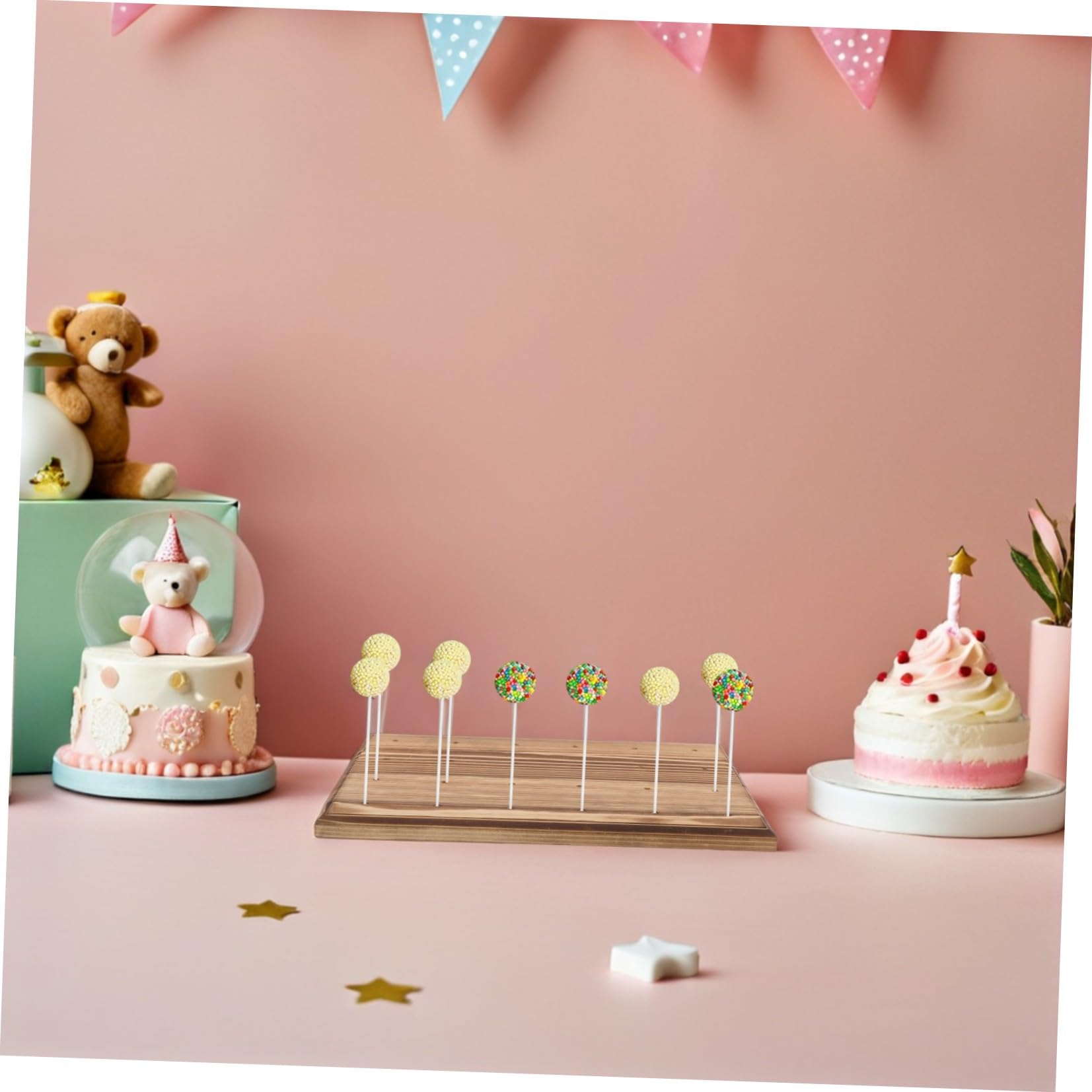 Toyvian Espositore Stabile Design a 24 Fori in Legno Naturale ed per Cake per Matrimoni e Tavoli Dolci e Sacchetti