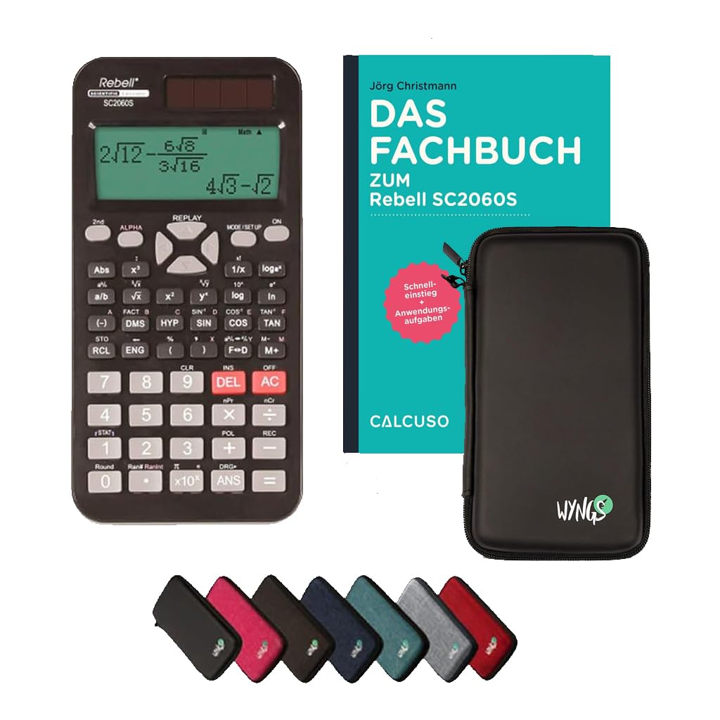 Rebell SC2060S Incl. Funda Protectora Negro y Libro especializado (56 páginas, DIN A5) – Calculadora científica – Smart Set (Alemán)