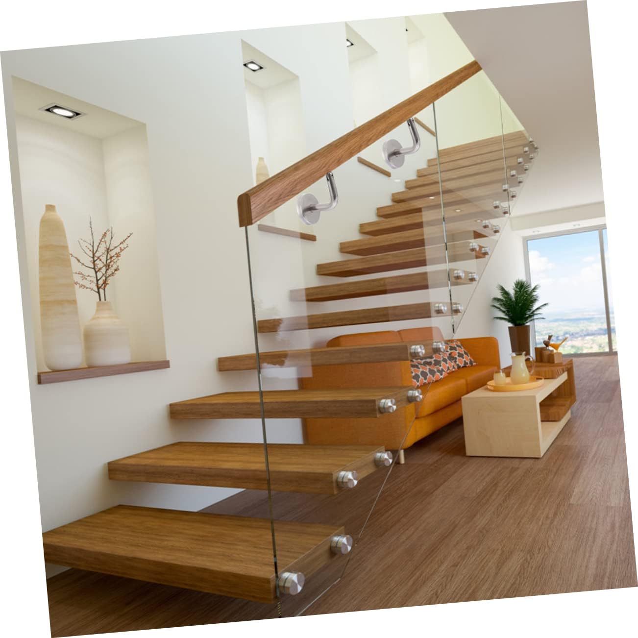 5pcs Handrail Bracket Stainless Steel Stairway Deck Spacers Handrail Support Bracket for Indoor Stairs