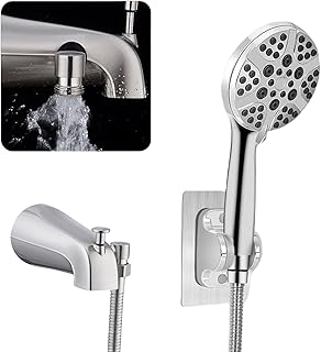 Universal fit Tub Spout with Diverter, All Metal,5+1 Settings High Pressure Handheld Shower, Bathtub Faucet attachment with Sprayer