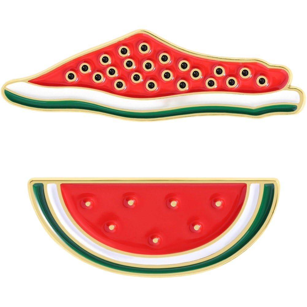 Sslvya 2pcs Watermelon Brooch Pins Fruit Lapel Pins Fashion Badges for Sweaters Scarves Hats Clothing and Bags Decoration