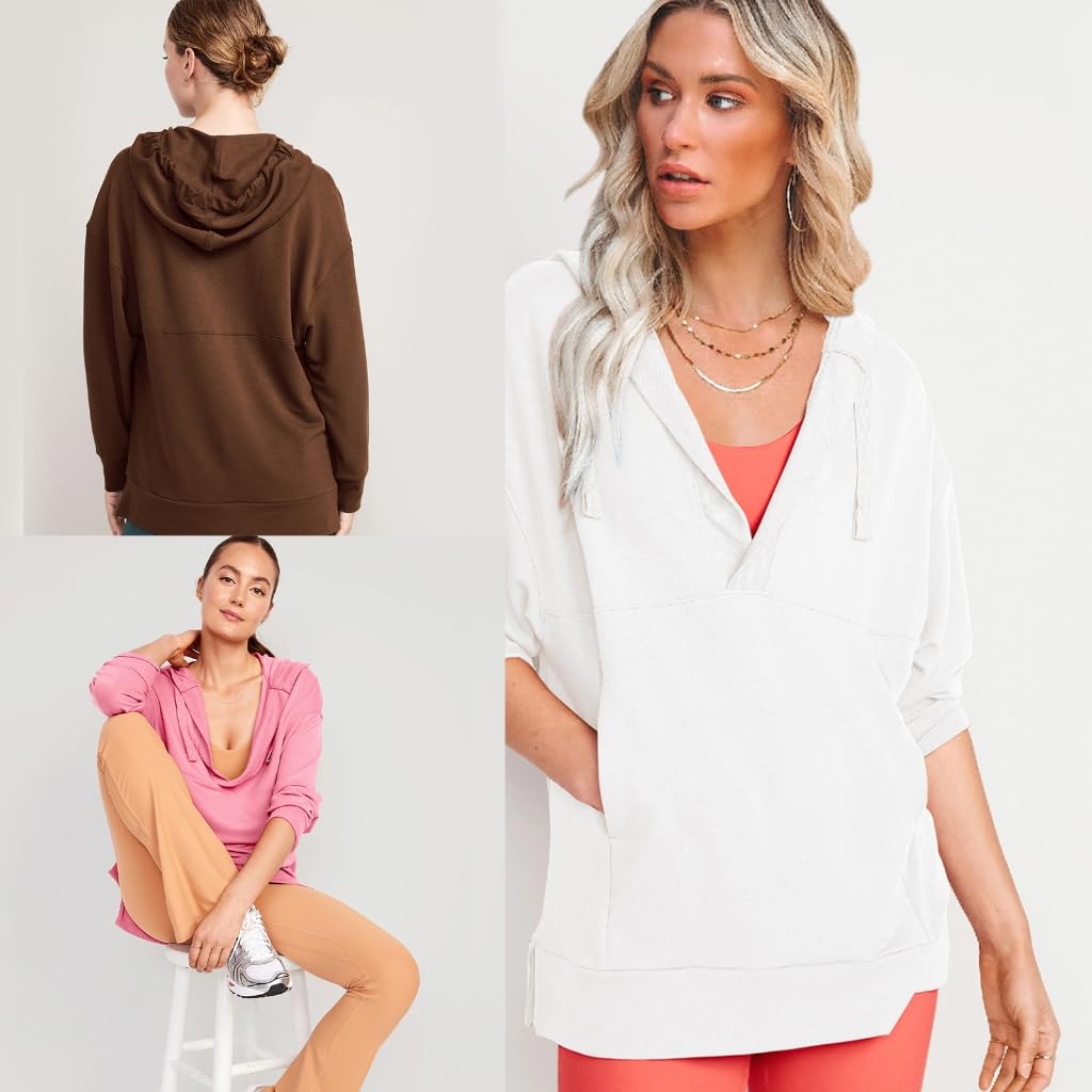 Bluzy z kapturem dla kobiet, damskie bluzy z kapturem bluzy ze sznurkiem kieszeń bluza z kapturem odzież wierzchnia prążkowana bluza z kapturem luźne topy z długim rękawem morelowe