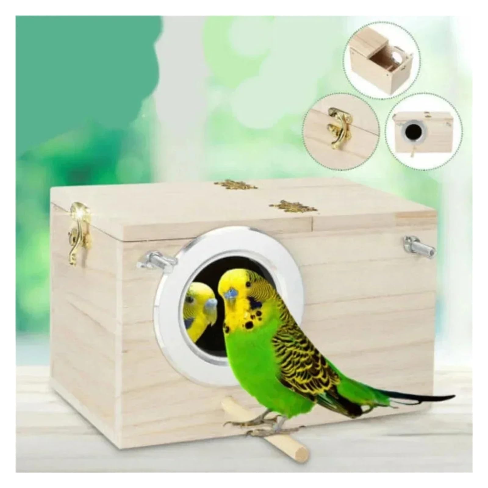 Nido de Madera para pájaros Jaula Nido for Loros, agapornis de Madera, Herramientas for el hogar, Casas for pájaros for jardín(L)