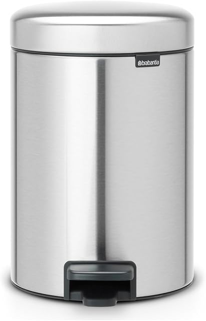 Brabantia NewIcon Pedal Bin 3 L (Matt Steel FPP) Soft-Closure Bathroom Rubbish Bin, Removable Inner Bucket + Free Binbags