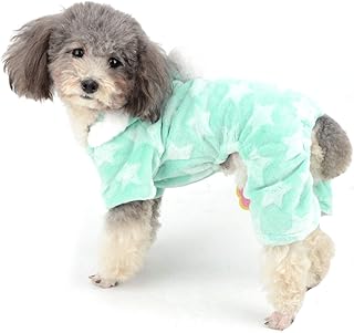 Ranphy Dog Pajamas Fleece Overall Winter Jumpsuit Girl Pet Pjs Hoodie Chihuahua Clothes Puppy Pyjamas Outfit Doggy Christmas Costume Yorkie Apparel for Small Dog Cat Green L