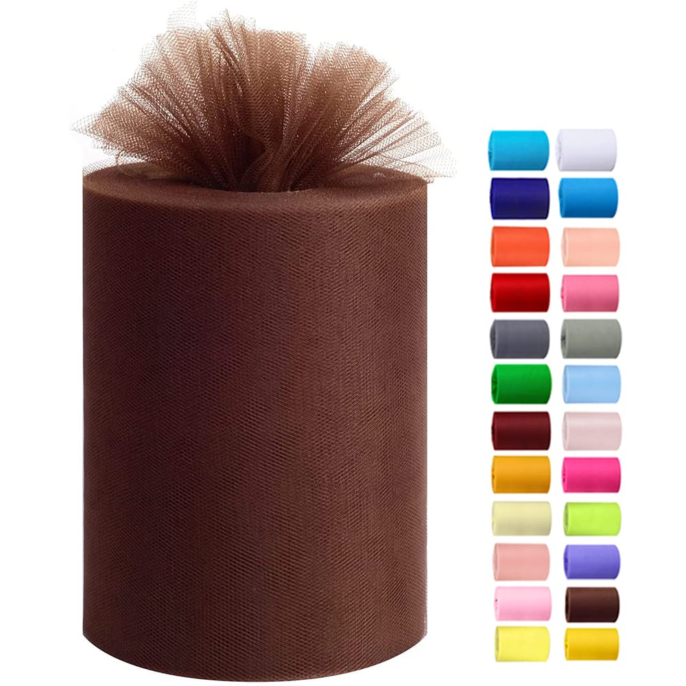 Tulle Rolls 6” by 100 Yards (300 feet) Tulle Roll Spool Fabric for DIY Tutu Skirts Wedding Baby Shower Crafts Decorations Party Supplies (White) — view 7