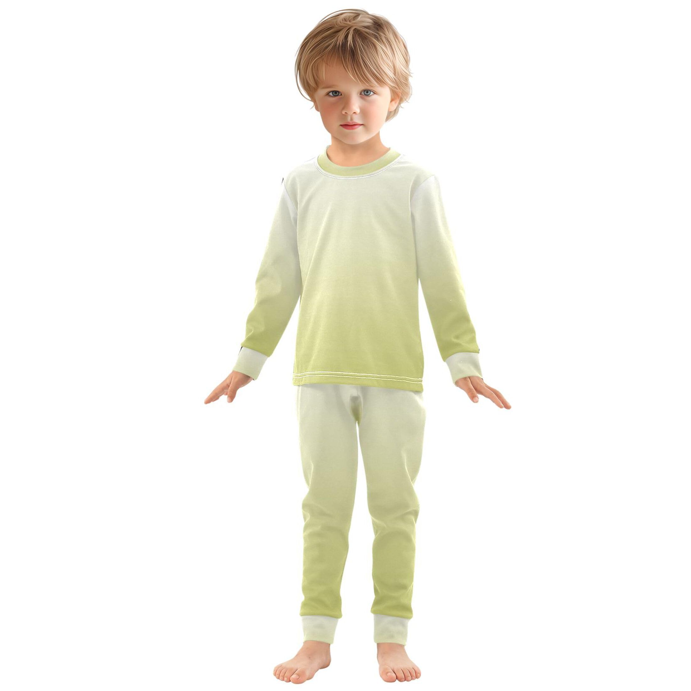 Gradient Apples Green Long Sleeve Pajamas Set Sleepwear Jammies 2pcs Set Pjs Gradient Apples Green