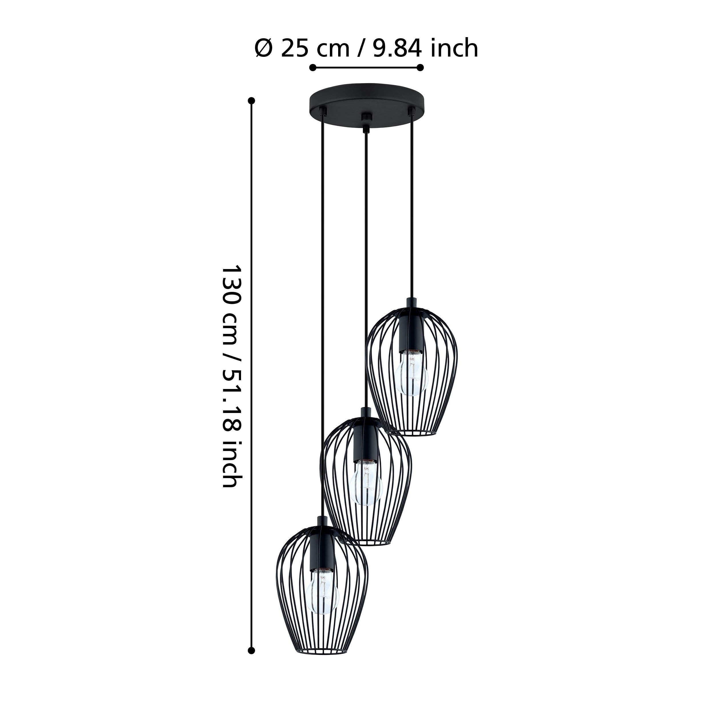 EGLO Lampa wisząca NEWTOWN, 3-ogniskowa lampa wisząca vintage