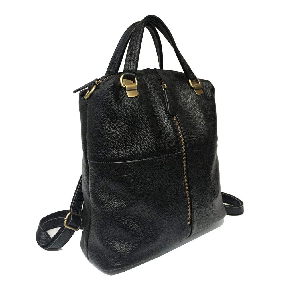 Alice Borsa a Tracolla in Vera Pelle Bovina per Donna, Borsa da Viaggio in Pelle Nera, Nero, 13.4 Pollici