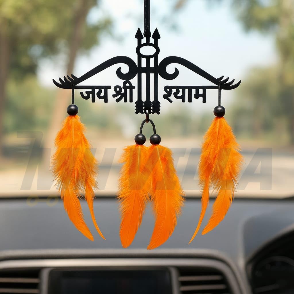 Car Hanging Accessories Interior - Elegant Dream Catcher for Car - Charm for Auto Decor - Stylish Handmade Ornament for Rear View Mirror Decoration - (Jay khatu Shyam) (ORENG)-image-43