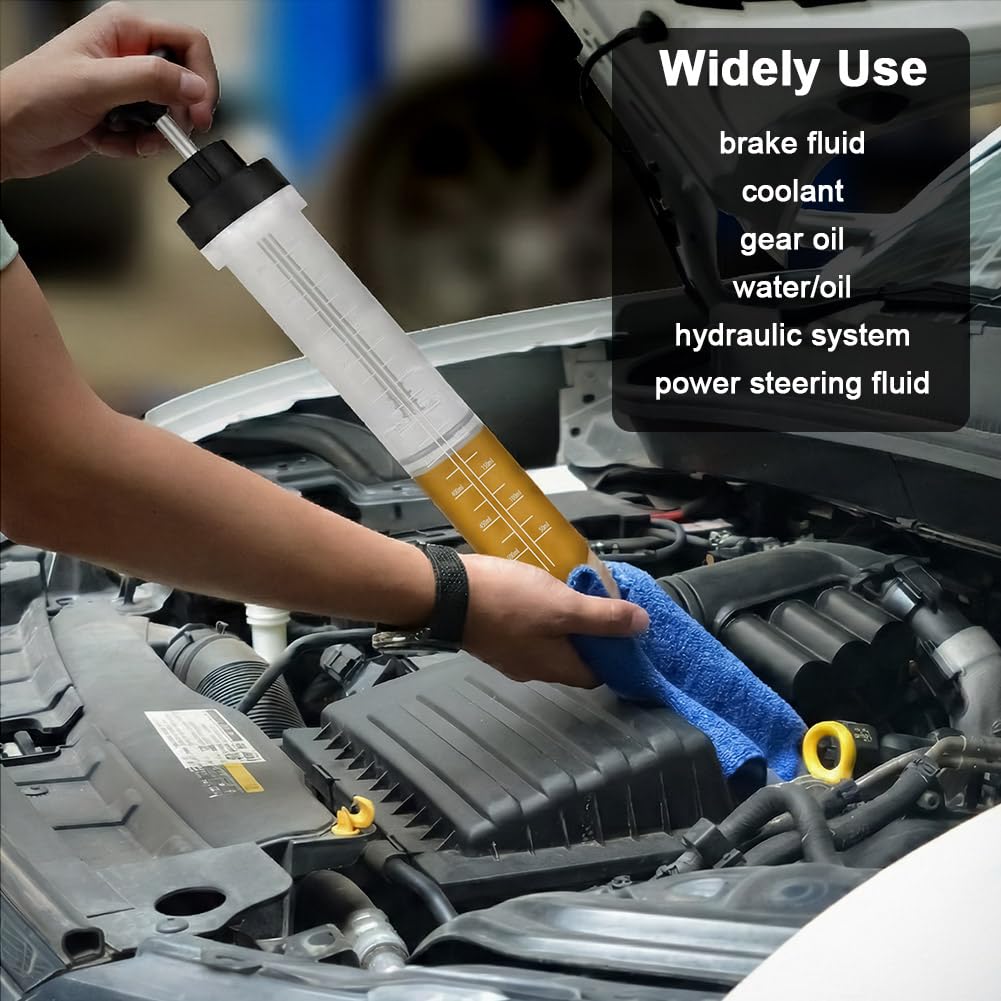 flintronic Pompa do odsysania oleju, 500 CC, strzykawka do wymiany oleju z wyłącznikiem blokującym, 3 długimi wężami, pompą odsysającą, ręczną pompą do płynu hamulcowego, olejów przekładniowych