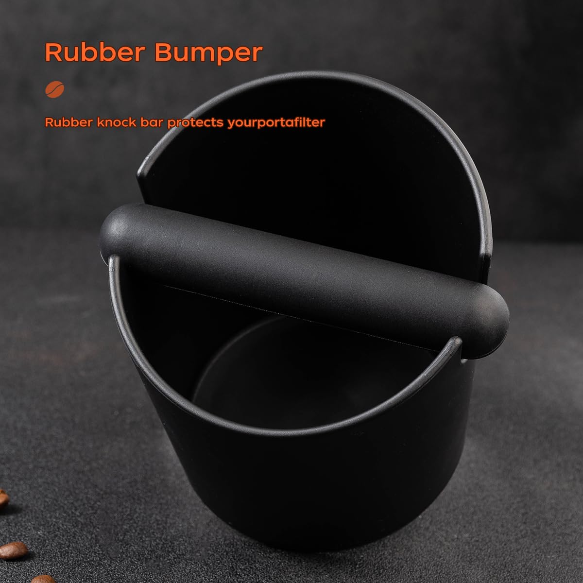 Recipiente para colador de café espresso, caja de café molida, barra extraíble, base antideslizante, negro