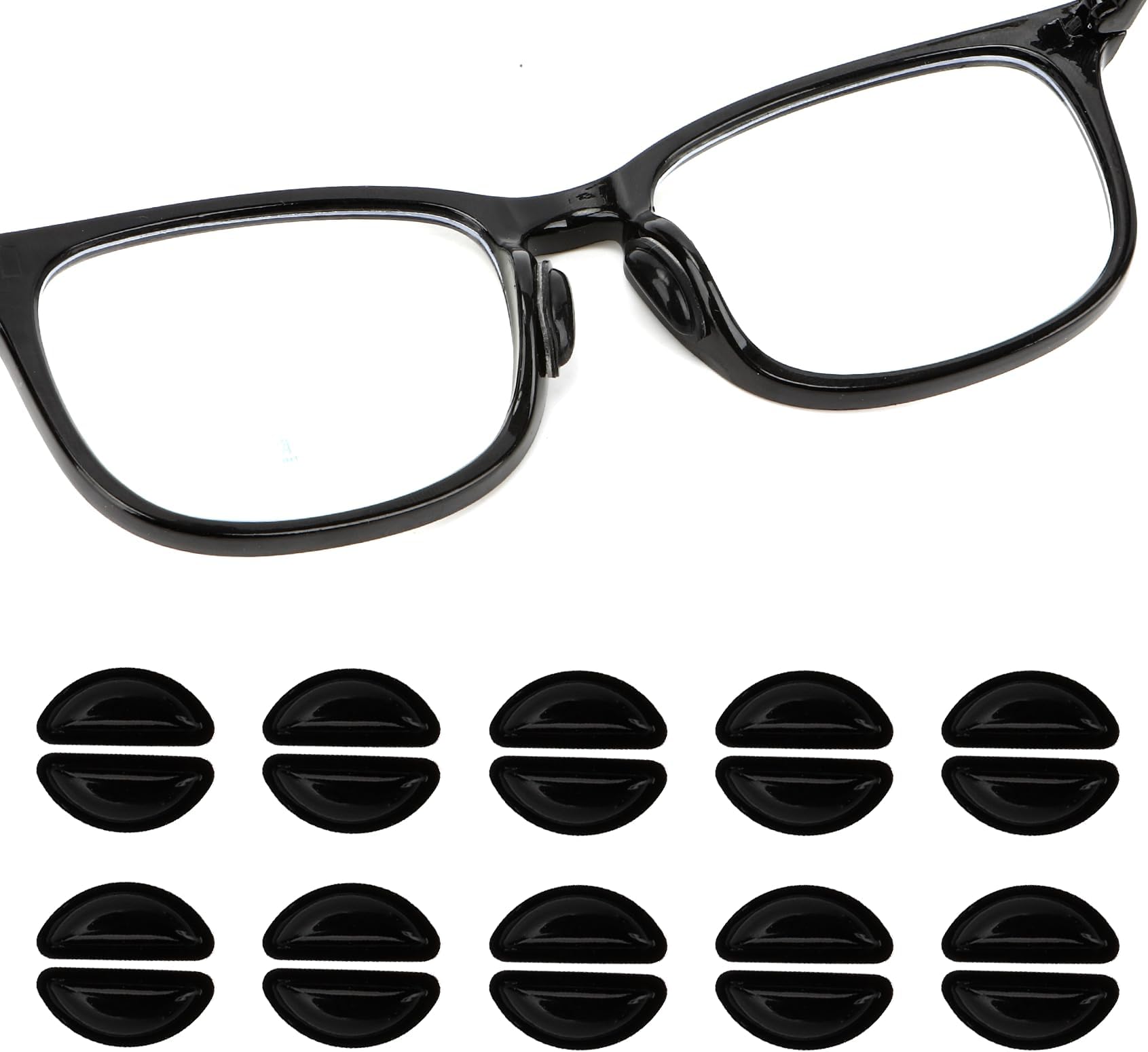 20 PCS Black Silicone Air Bag Eyeglass Nose Pads for Glasses Comfort, 3 mm Adhesive Eye Glasses Nose Pads Non Slip Anti Slip Nose Pieces for Sunglasses Plastic Frame Glasses Replacement
