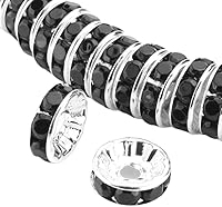 Vista 20 de 100 cuentas sueltas de diamantes de imitación de cristal de grado A de 0.472 pulgadas (cristal transparente), espaciador chapado en plata de ley