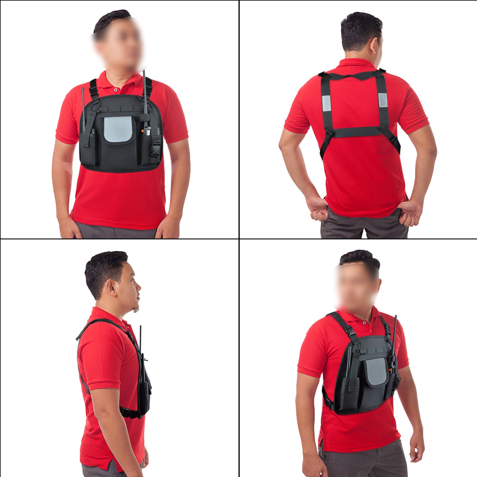 UAYESOK Arnés de pecho para radio, walkie talkie, bolsa de transporte, mochila, funda de transporte de nailon, chaleco utilitario, aparejo de radio, funda táctica para el pecho, correa para el hombro
