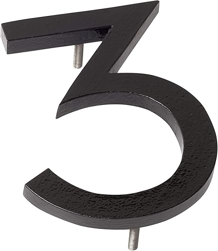 Miniatura 74 de Montague Metal Products MHN-06-F-RB1-9 Números de casa de dirección flotantes modernos de aluminio cepillado sólido, 6 pulgadas, bronce romano Negro