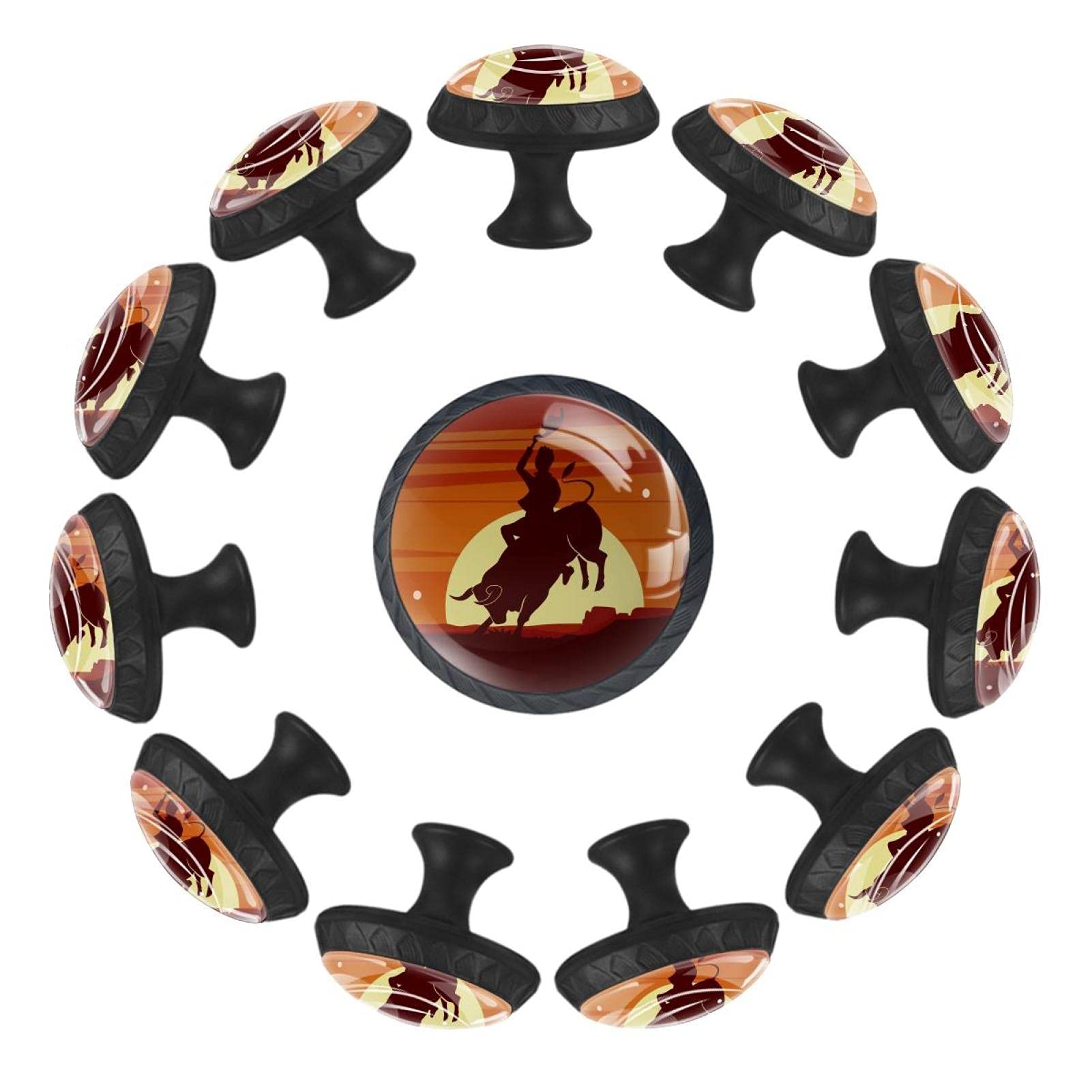 Boutons de tiroir ronds de 35 mm au motif Rodeo Clipart pour commode de chambre