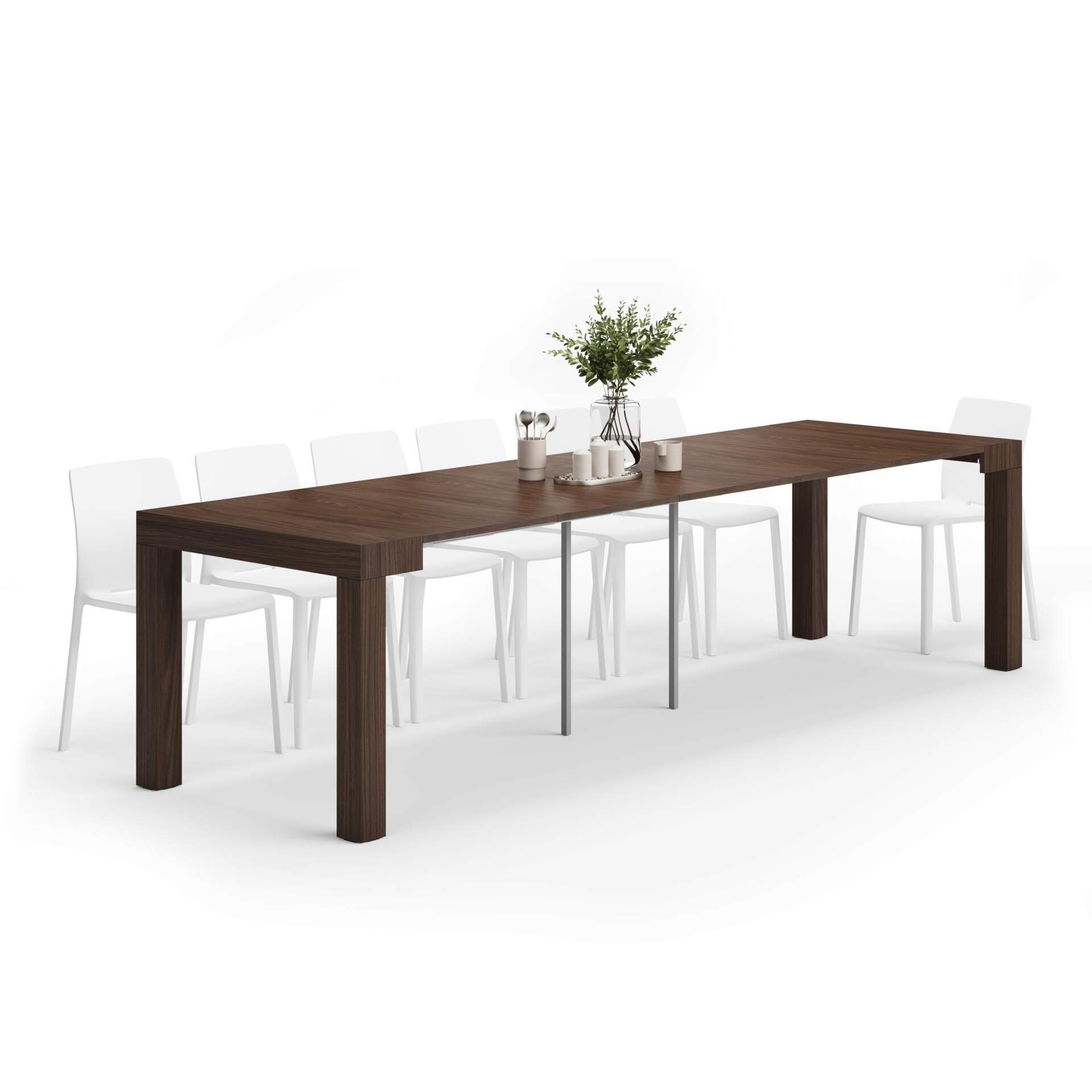 Mobili Fiver, First, Extendable Console Table 17.7(120) x35.4 in, Walnut, Made in Italy