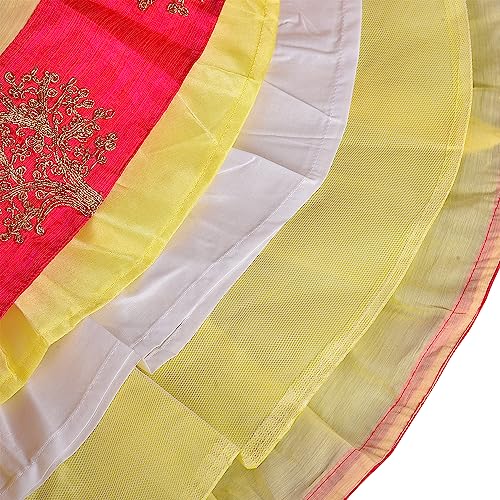 Image of Wish Karo Girls' Ethnic Lehenga Choli Dress with Dupatta - Pink & Green Traditional