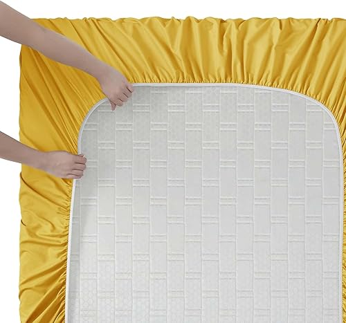 Miniatura 4 de Clara Clark Sábanas Queen de 6 piezas, juego de sábanas de lujo para casas rodantes, juego de ropa de cama súper suave, tamaño Queen, amarillo