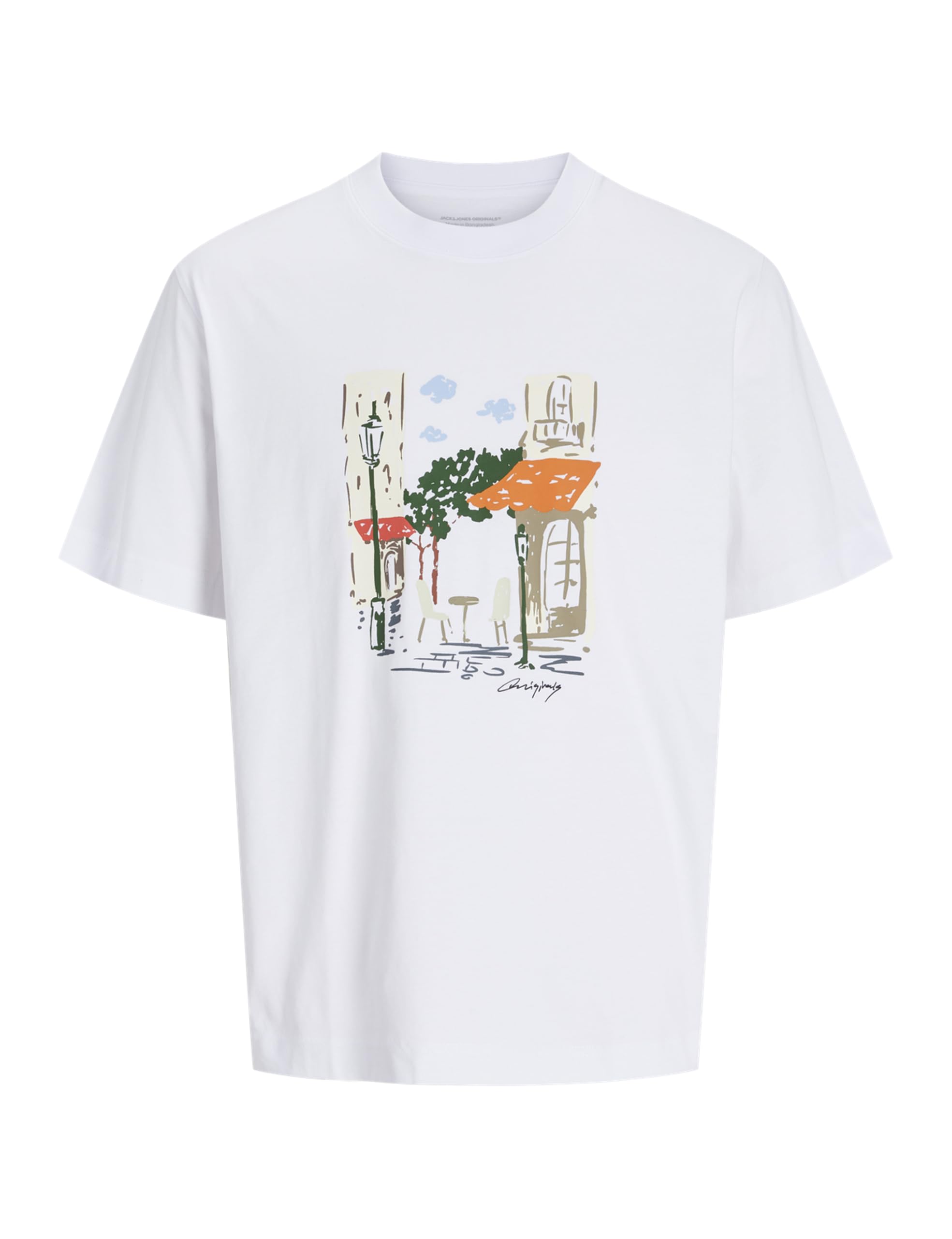 JACK & JONES Men's Jormanchester Sketch Tee SS Crew Neck, Bright White, S