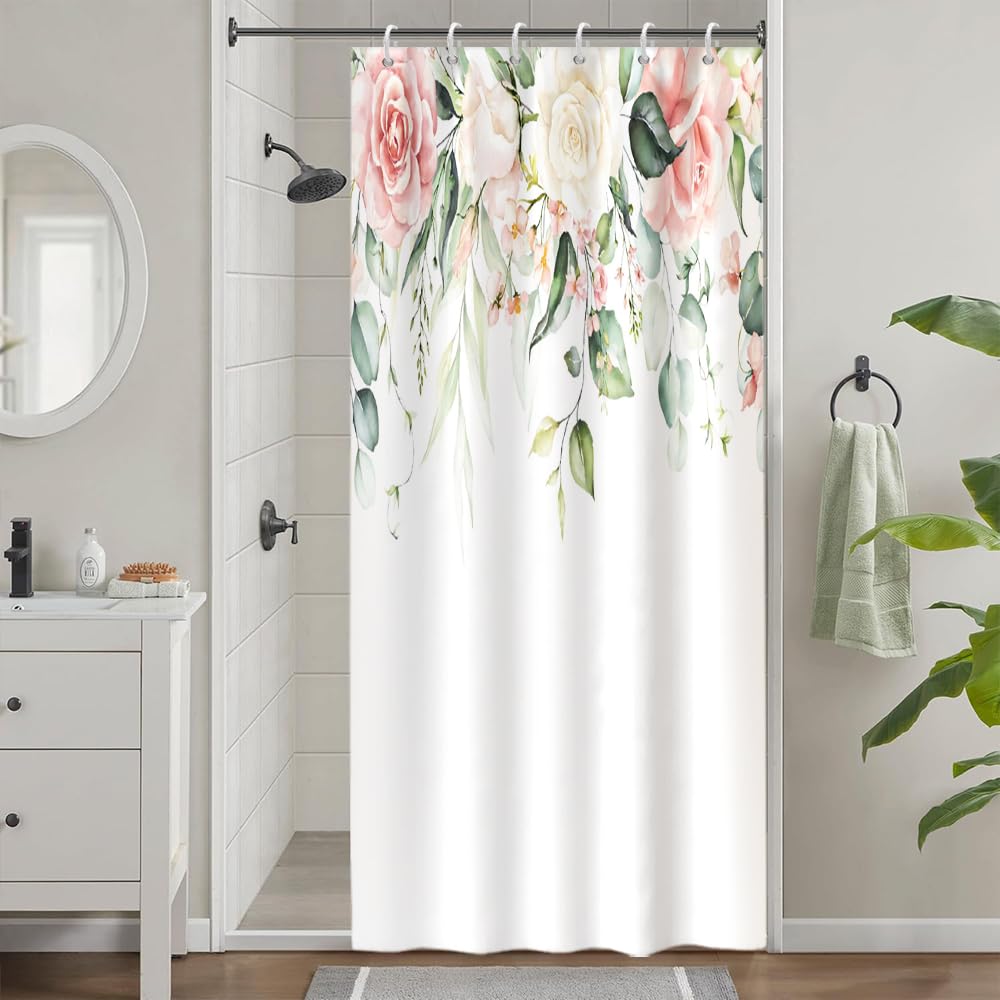Cortina de Ducha de Hoja Eucalipto, Cortinas de Ducha Verde Oro Abstracto Planta Cortinas de Baño Antimoho Impermeable Lavable Tejido de Poliéster Cortina Ducha con 12 Ganchos 120x200cm — view 79