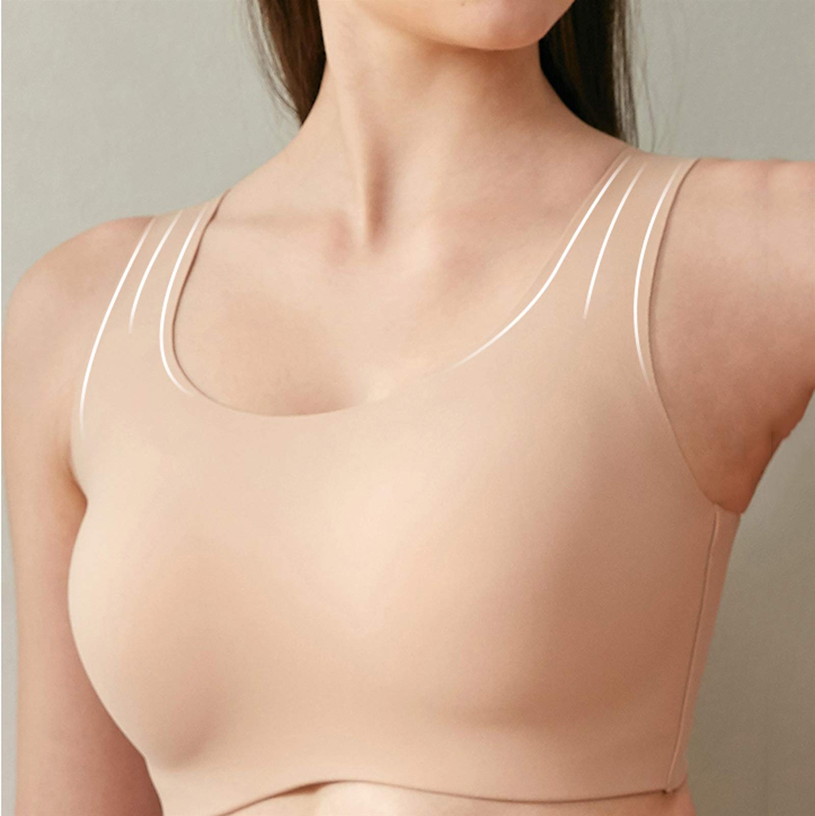 Soutien-gorge sans armatures pour femme - Confortable et invisible - Sans armatures - Soutien-gorge de sport - Couleur : chair