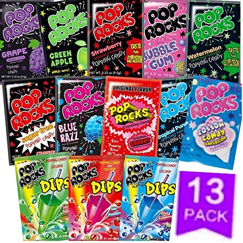 Pop Rocks Candy Variety Pack 13 Different Flavors Including Pop Rock Lollipop Dips | Nostalgic Candy For Kids & Adults 13 count by Cool Gadget Gift