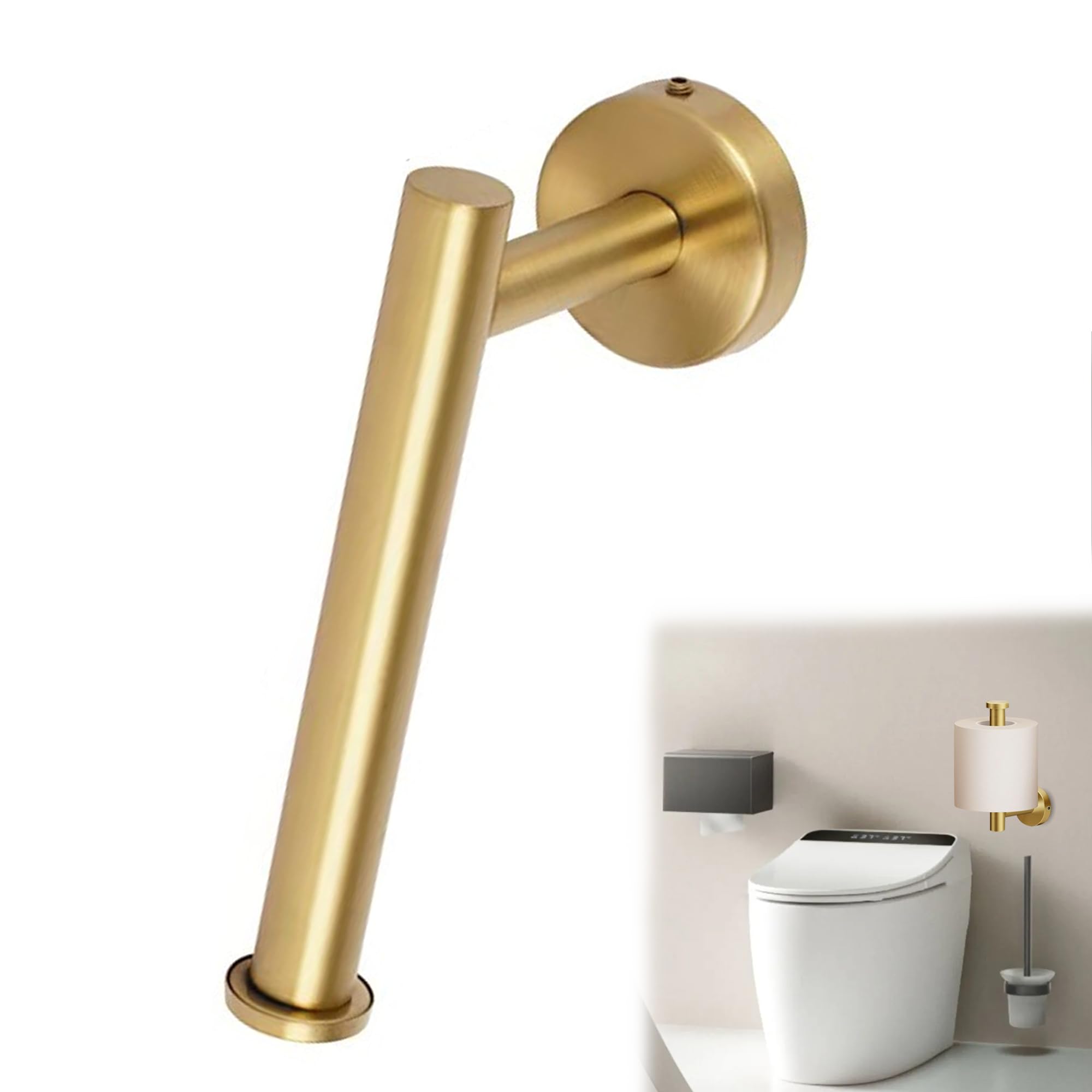 1Pcs Brushed Brass Toilet Roll Holder Wall Screw Mounted Toilet Paper Holder Gold Toilet Tissue Holder for Bathroom Kitchen Washroom Simple Stainless Steel Toilet Roll Holder Brass