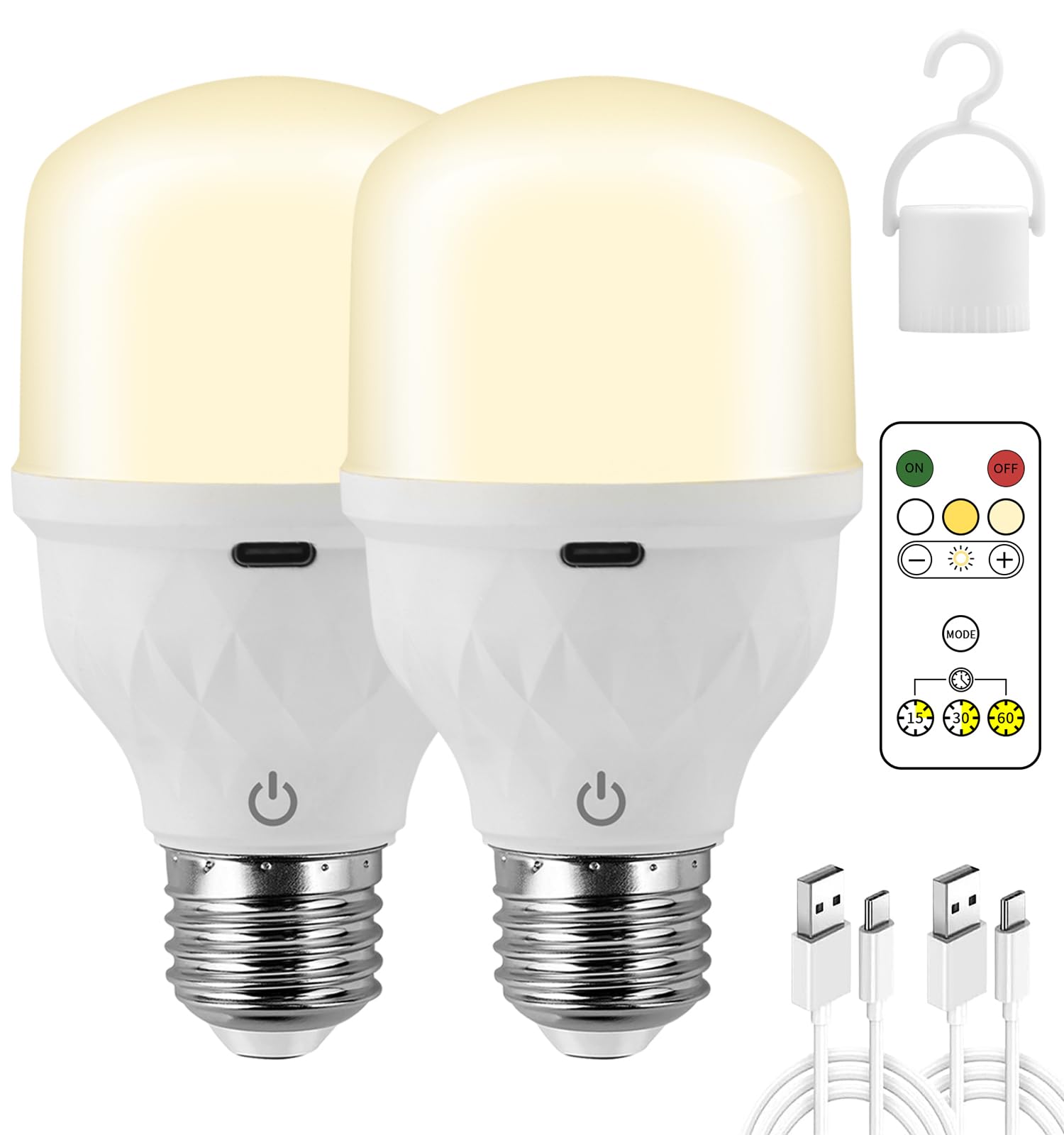 USB LED Glühbirne 12W 2er Set - Akku Notlicht Mit Fernbedienung