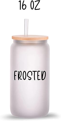 Miniatura 6 de Gossby Vaso de vidrio personalizado de 16 onzas con tapa, pajita, regalo personalizado para hermana de parte de hermana con diseño, nombres,