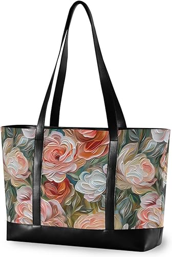 Stereo Roses 3D Estilo estereoscópico Bolso tote impermeable con compartimentos con cremallera bolsas para trabajo para hombres con maletín de viaje