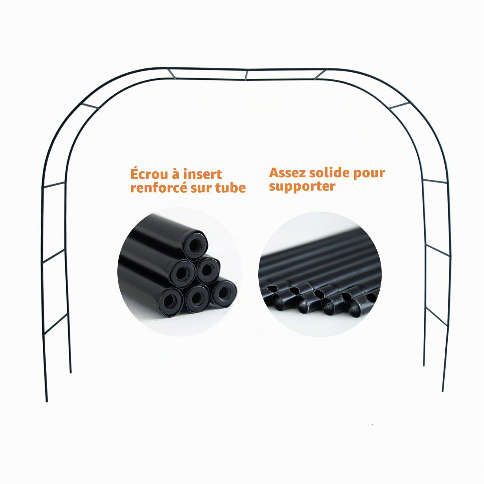 Mr.Ton Arche de Jardin en métal, 2,5 m de Haut x 1,5 m de Large, tonnelle en métal Robuste avec extrémités Pointues pour Grimper, vignes et Plantes, Mariage, décoration de fête, Noir