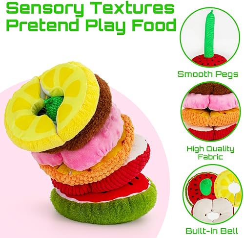 Miniatura 4 de beetoy Juguetes apilables para bebés, actividades de aprendizaje preescolar para niños pequeños para aprender frutas, juguetes sensoriales de frutas