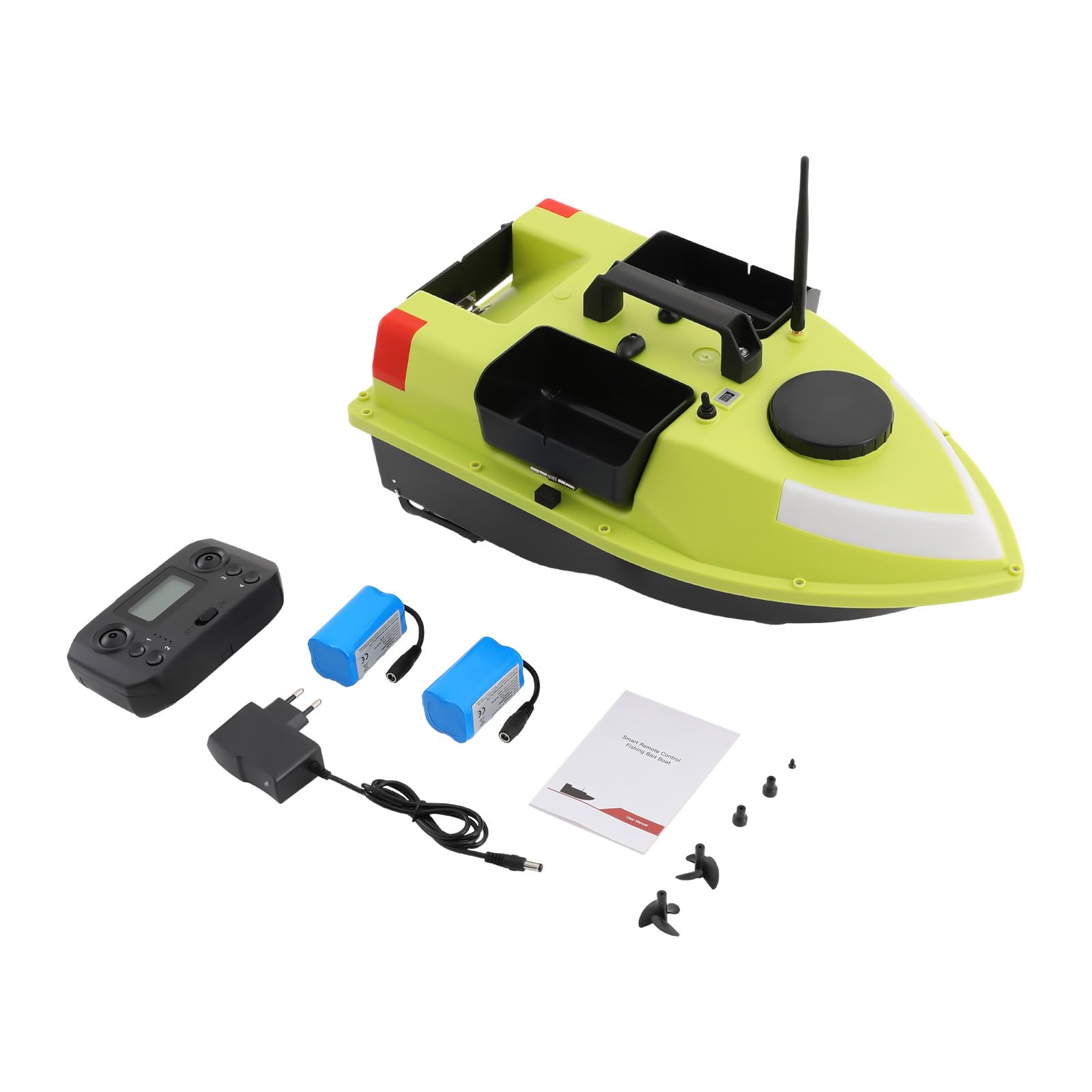 Garbenat visserij lokt boot 600 m afstandsbediening voederboot 3 weidebakken graasboot RC GPS draadloze visserij voerboot LED-licht 2 x 5 x 200 mAh meren, rivieren, zee (groen