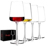 BACLIFE Hand Blown Red Wine Glasses Set of 4 – Premium Crystal Wine Glasses With Long Stem&comma;19 oz – Unique Gift for Wedding&comma;Birthday&comma;Anniversary – Ideal for Restaurants&comma;Home Bar